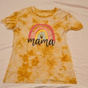 Yellow Tie Dye Mama Rainbow Shirt Size XL